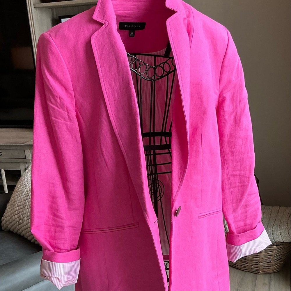 Talbots Pink Linen Blazer, Size 10